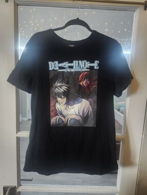 Death Note Shonen Jump Anime Graphic T-Shirt Black 2000s Rare Y2K Size L Anime